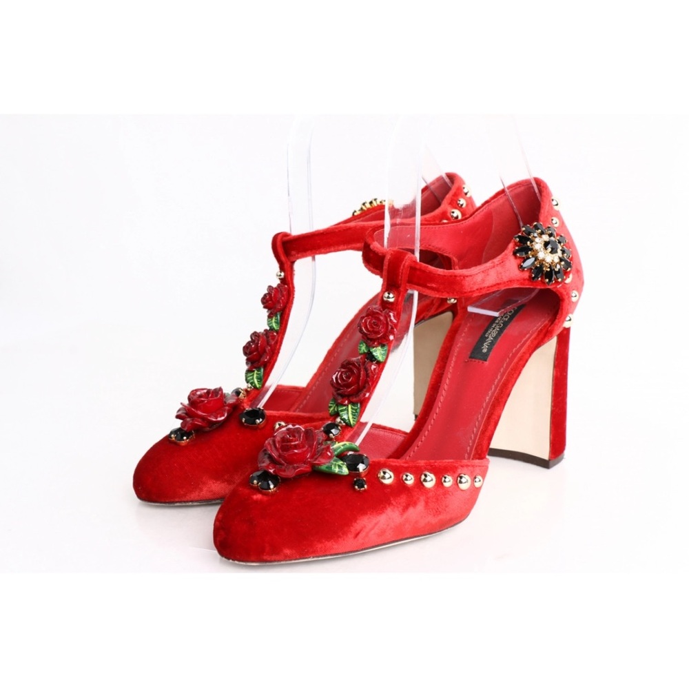 Elegant Red Velvet Women's Shoes
